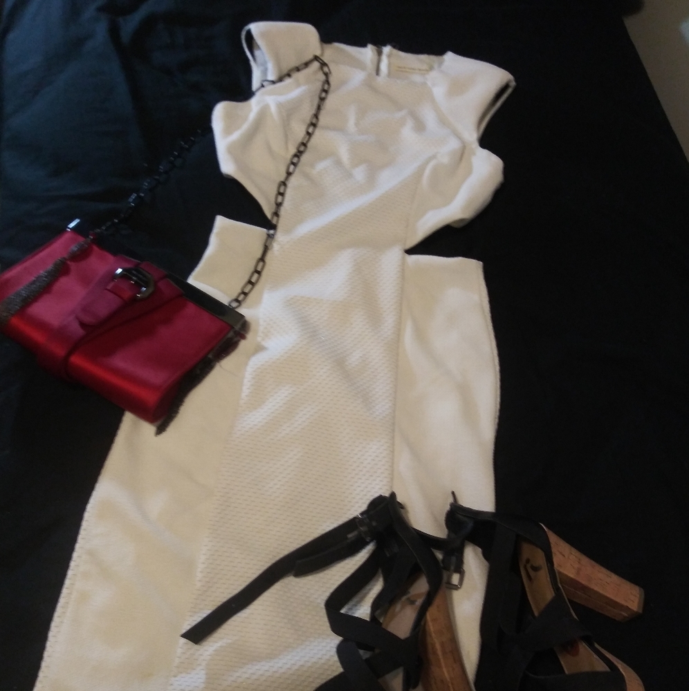 Nwot Cutout white sheath dress mustard seed